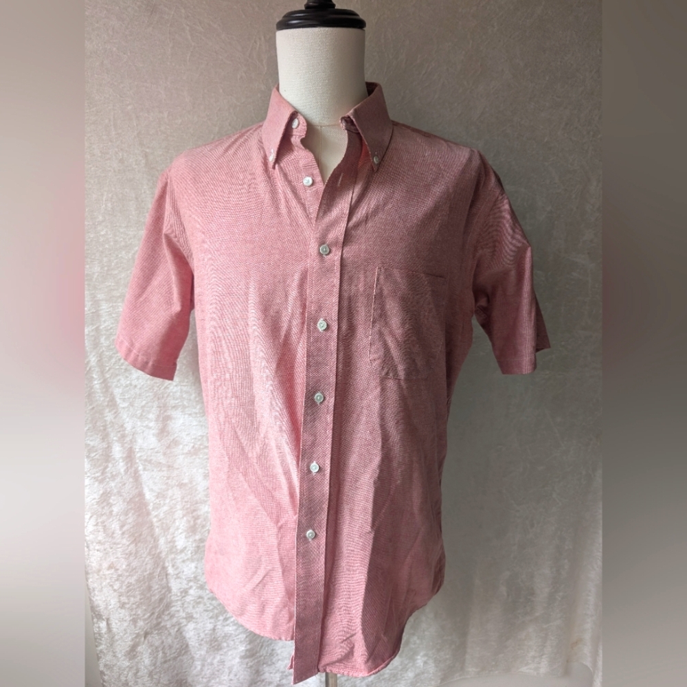 Stafford 16.5 Oxford Light Red Pink Wrinkle Free Button Down USA Made